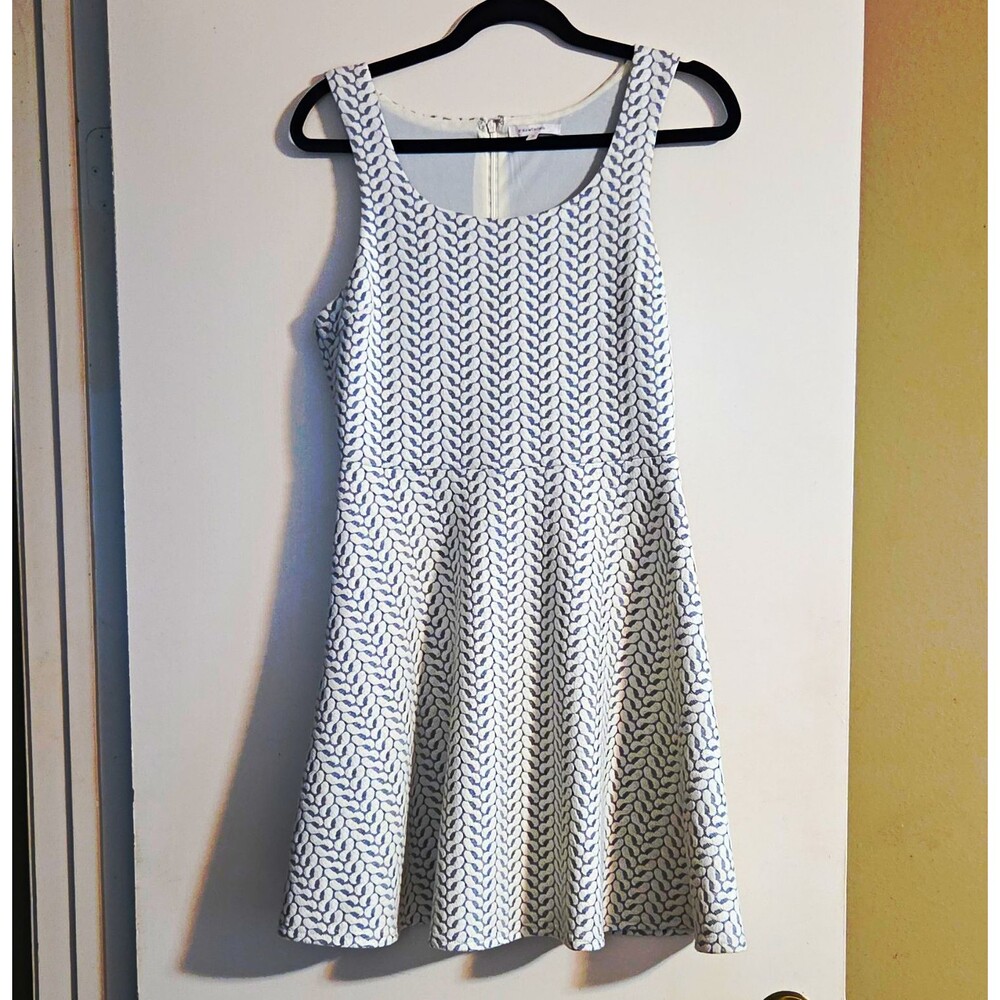 41 Hawthorn Black/White Geometric A-Line Scoop Neck Knee Dress Zip Sleeveless M